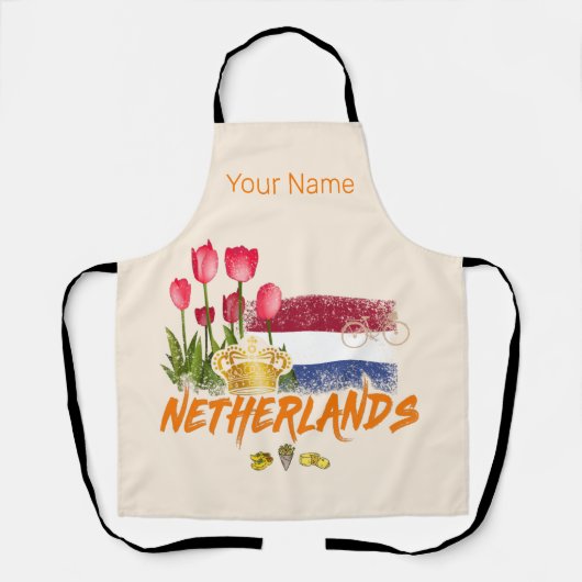 Nederlandse  vlag en Nederlandse Tulp Schort (Voorkant)