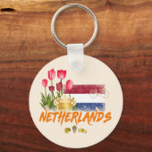 Nederlandse  vlag en Nederlandse Tulp Sleutelhanger (Voorkant)
