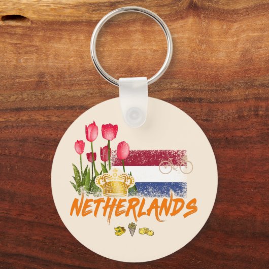Nederlandse  vlag en Nederlandse Tulp Sleutelhanger (Voorkant)