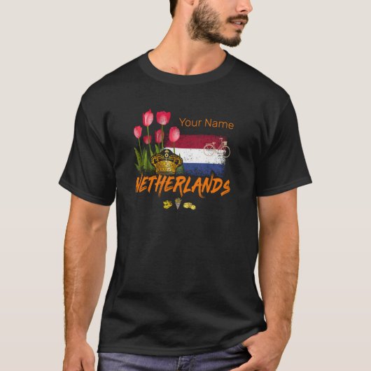 Nederlandse  vlag en Nederlandse Tulp T-shirt (Voorkant)