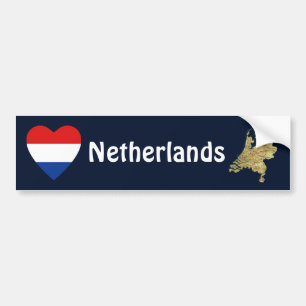 Nederlandse Vlag Hart + Landkaart Bumpersticker