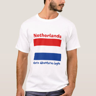 Nederlandse Vlag + Kaart + Tekst T-shirt