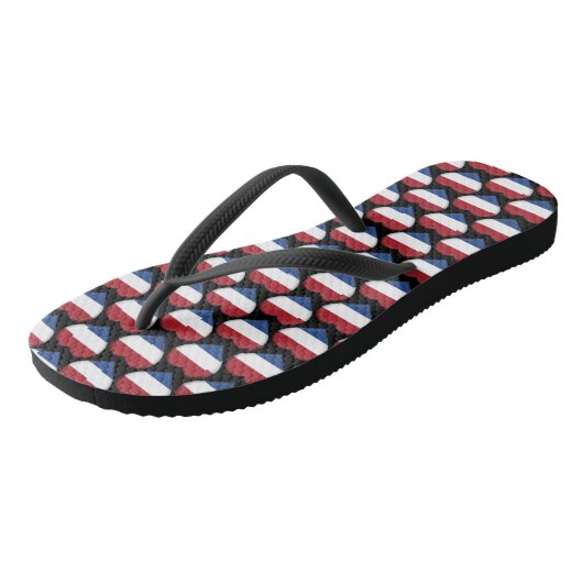 Nederlandse vlag kleuren harten patroon patriottis teenslippers (Schuin)