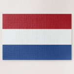 Nederlandse vlag legpuzzel<br><div class="desc">Dit ontwerp is voorzien van de nationale vlag van Nederland (informeel Holland genoemd), een land dat voornamelijk in Western Europa en gedeeltelijk in het Caribisch gebied is gelegen en dat het grootste land van het Koninkrijk der Nederlanden vormt. In Europa bestaan er twaalf provincies die Duitsland in het oosten, België...</div>