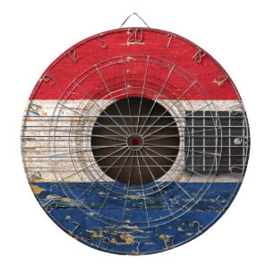 Nederlandse vlag op oude akoestische gitaar dartbord