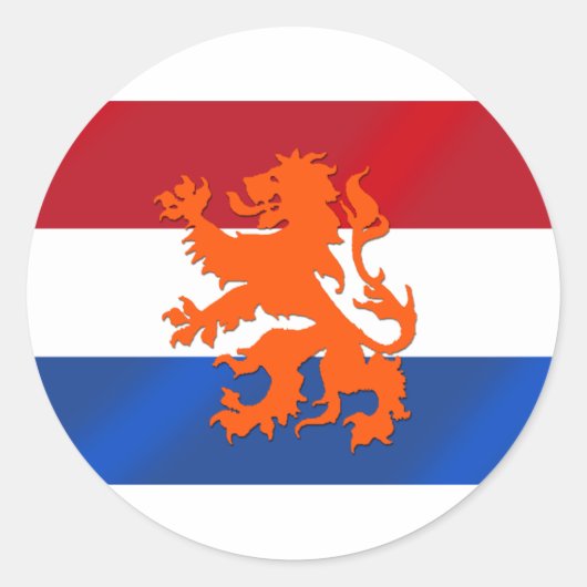 Nederlandse vlag Rampant lion Nederland Ronde Sticker (Voorkant)