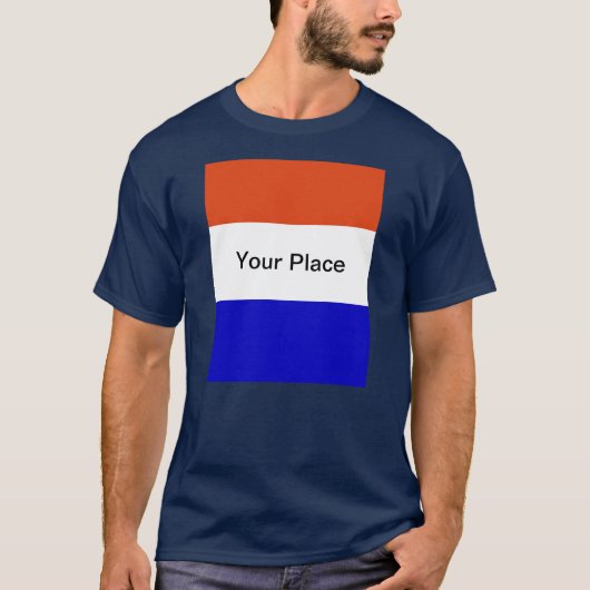 Nederlandse vlag, voeg je eigen plaats toe t-shirt (Voorkant)