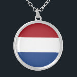 Nederlandse vlag zilver vergulden ketting<br><div class="desc">Patriottische vlag van Nederland.</div>