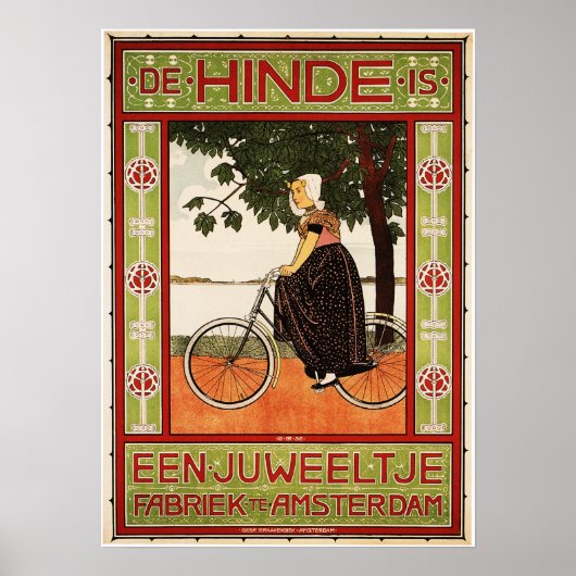 Nederlandse vrouwen die  fietsen fietsen poster (Voorkant)