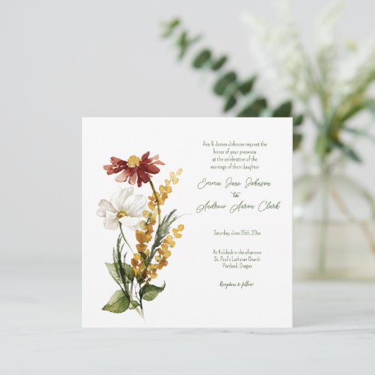 Nederlandse Waterverf Bloemen Trouwuitnodiging Kaart (Staand voorkant)