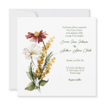 Nederlandse Waterverf Bloemen Trouwuitnodiging