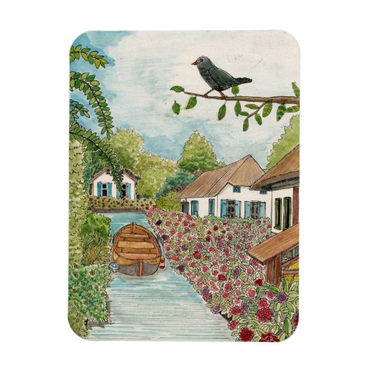 Nederlandse Waterverf Venice Giethoorn Netherlands Magneet (Verticaal)