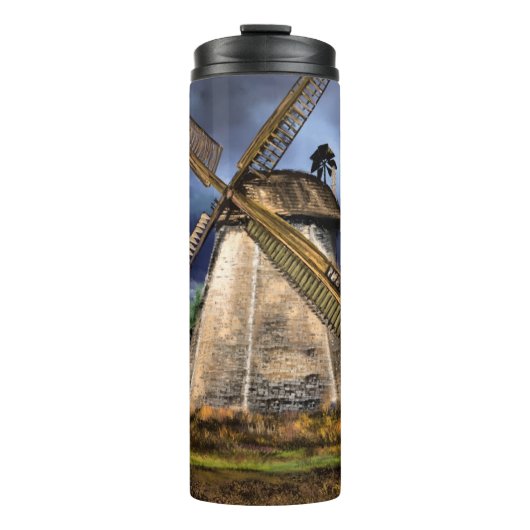 Nederlandse Windmill Landscape Thermal Tumbler Thermosbeker (Voorkant)
