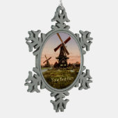  Nederlandse Windmills aangepast siermateriaal Tin Sneeuwvlok Ornament (Links)