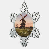  Nederlandse Windmills aangepast siermateriaal Tin Sneeuwvlok Ornament (Rechts)