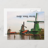 Nederlandse Windmills, Zaanse Schans. Briefkaart (Voorkant / Achterkant)
