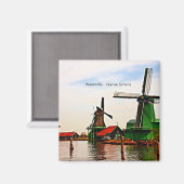 Nederlandse Windmills, Zaanse Schans, Holland Magneet (Voorkant / Achterkant)