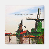 Nederlandse Windmills, Zaanse Schans, Holland Magneet (Voorkant)