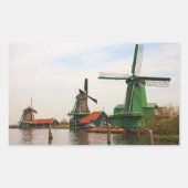 Nederlandse Windmills, Zaanse Schans. Rechthoekige Sticker (Voorkant)