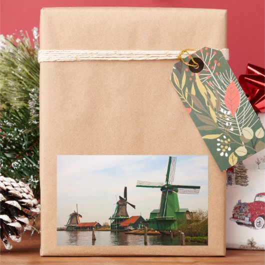 Nederlandse Windmills, Zaanse Schans. Rechthoekige Sticker (Feestdagen)