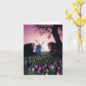 Nederlandse Windmolen bij Zonsondergang in Holland Kaart (Gele Bloem)