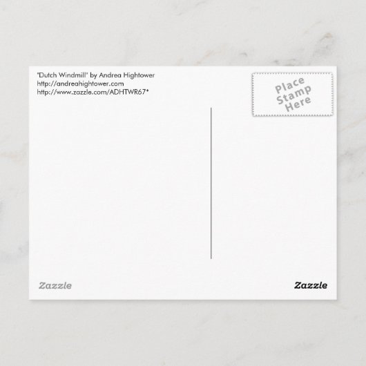 Nederlandse windmolen briefkaart (Achterkant)