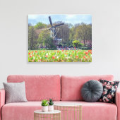 Nederlandse windmolen en tulpenvelden canvas print (Insitu (Woonkamer))