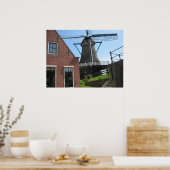 Nederlandse Windmolen, Friesland, Holland Foto Pos Poster (Keuken)