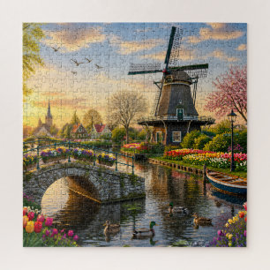 Nederlandse Windmolen Gracht Legpuzzel