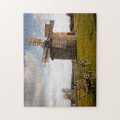 Nederlandse windmolen met heldere blauwe hemel legpuzzel (Verticaal)