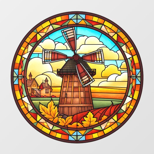 Nederlandse windmolen met Village Faux Glas in loo Raamsticker (Vel)