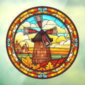 Nederlandse windmolen met Village Faux Glas in loo Raamsticker (Vel 3)