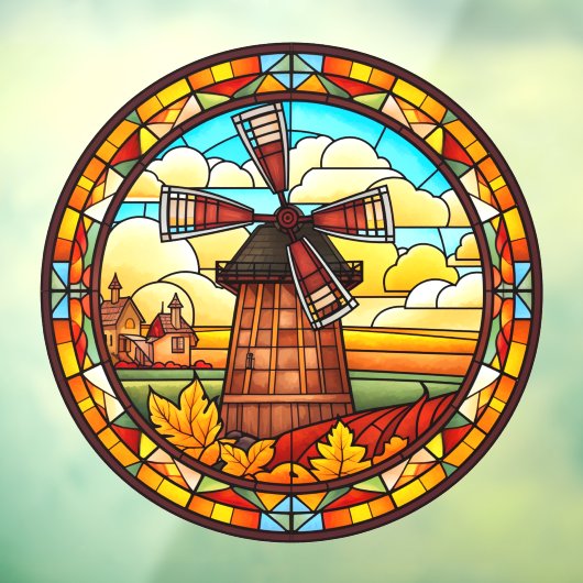 Nederlandse windmolen met Village Faux Glas in loo Raamsticker (Vel 3)