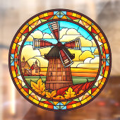 Nederlandse windmolen met Village Faux Glas in loo Raamsticker (Vel 2)