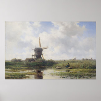 Nederlandse windmolen nabij Gein, Willem Roelofs Poster