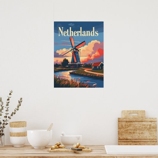 Nederlandse Windmolen Nederland Poster (Keuken)