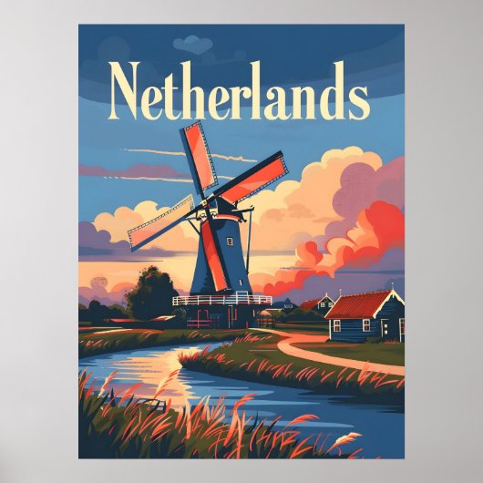 Nederlandse Windmolen Nederland Poster (Voorkant)