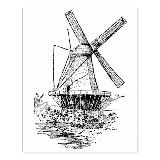  Nederlandse windmolen Rubber Kunststempel Rubberstempel (Afrduk)