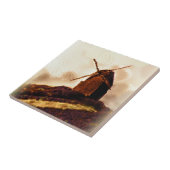 Nederlandse windmolen Sepia Schilderij Tegeltje (Zijkant)