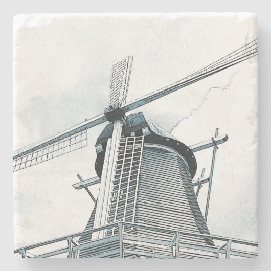 Nederlandse windmolen stenen onderzetter (Voorkant)