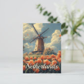  Nederlandse Windmolen: Tulpen en Charm Briefkaart (Staand voorkant)