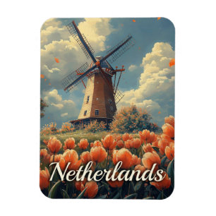 Nederlandse Windmolen: Tulpen en Charm Magneet
