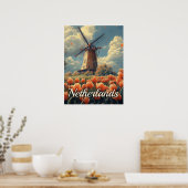 Nederlandse Windmolen: Tulpen en Charm Poster (Keuken)
