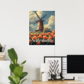 Nederlandse Windmolen: Tulpen en Charm Poster (Thuiskantoor)