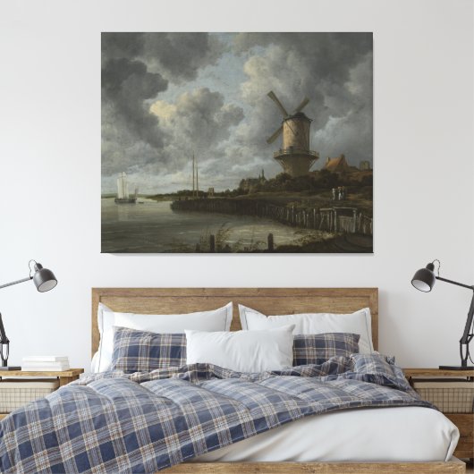 Nederlandse windmolen Wijk bij Duustede, Ruisdael Canvas Afdruk (Insitu (Slaapkamer))