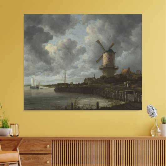 Nederlandse windmolen Wijk bij Duustede, Ruisdael Canvas Afdruk (Insitu (Woonkamer))