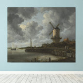 Nederlandse windmolen Wijk bij Duustede, Ruisdael Canvas Afdruk (Insitu (Houten vloer))