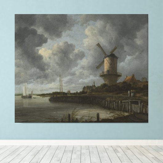 Nederlandse windmolen Wijk bij Duustede, Ruisdael Canvas Afdruk (Insitu (Houten vloer))