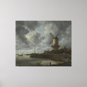 Nederlandse windmolen Wijk bij Duustede, Ruisdael Canvas Afdruk