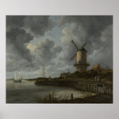 Nederlandse windmolen Wijk bij Duustede, Ruisdael Poster (Voorkant)